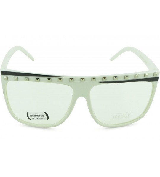 Oval Men and Women's Trendy Fashion Sunglasses with 100% UV Protection - White-clear - CQ12DFI7UXZ $16.39