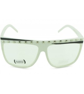 Oval Men and Women's Trendy Fashion Sunglasses with 100% UV Protection - White-clear - CQ12DFI7UXZ $16.39