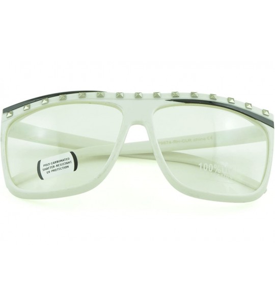 Oval Men and Women's Trendy Fashion Sunglasses with 100% UV Protection - White-clear - CQ12DFI7UXZ $16.39