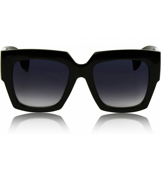 Shield Oversized Square Sunglasses for Women/Men Big Designer Colorblock Arms - Black - CW18W0XLI89 $18.83