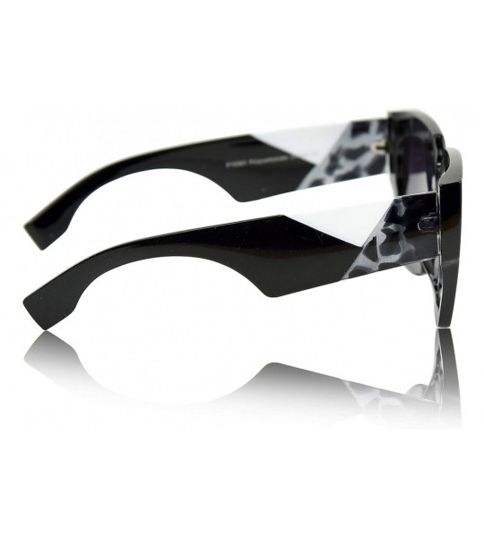 Shield Oversized Square Sunglasses for Women/Men Big Designer Colorblock Arms - Black - CW18W0XLI89 $18.83