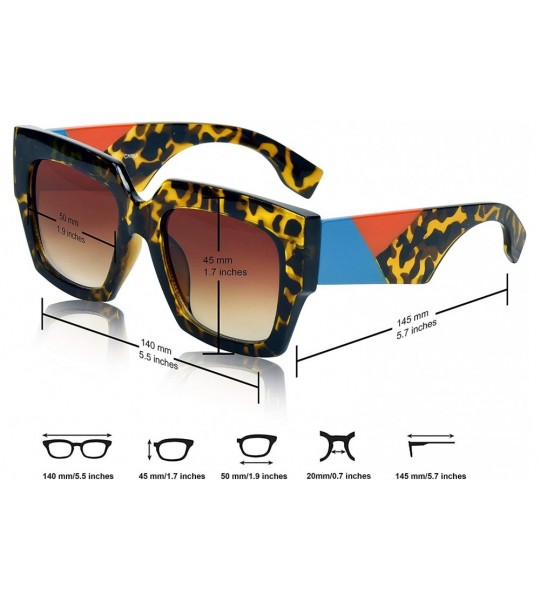 Shield Oversized Square Sunglasses for Women/Men Big Designer Colorblock Arms - Black - CW18W0XLI89 $18.83