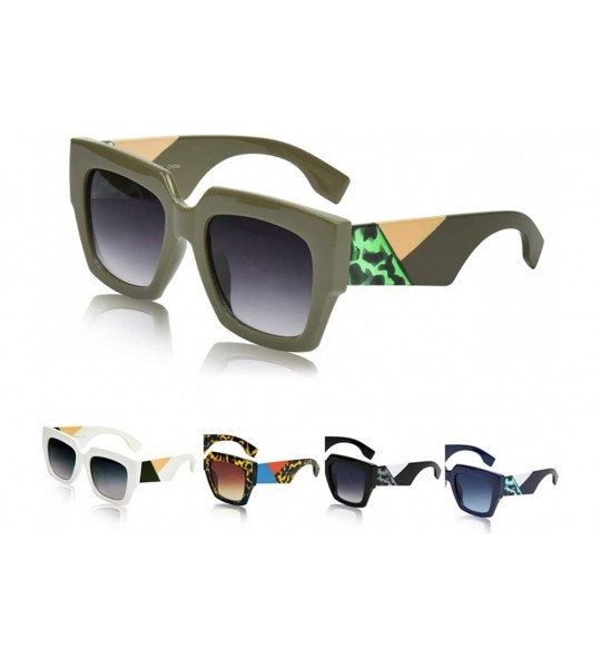 Shield Oversized Square Sunglasses for Women/Men Big Designer Colorblock Arms - Black - CW18W0XLI89 $18.83