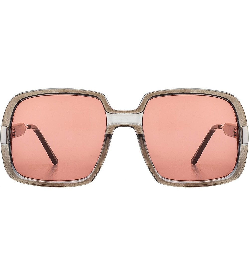 Oversized Rising w/the Sun Sunglasses Design All Gender Oversized Square Acetate Frame with Metal Detailing and Arms - CX197N...