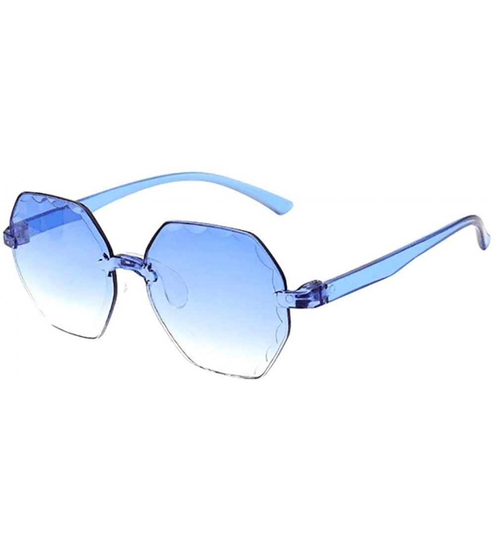 Rimless Polarized Sunglasses for Women Classic Trendy Stylish Sun Glasses 100% UV Protection - Sky Blue - C71906R49OQ $15.92