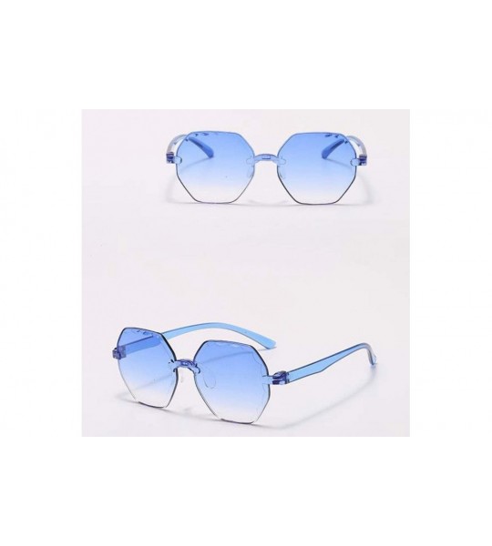 Rimless Polarized Sunglasses for Women Classic Trendy Stylish Sun Glasses 100% UV Protection - Sky Blue - C71906R49OQ $15.92