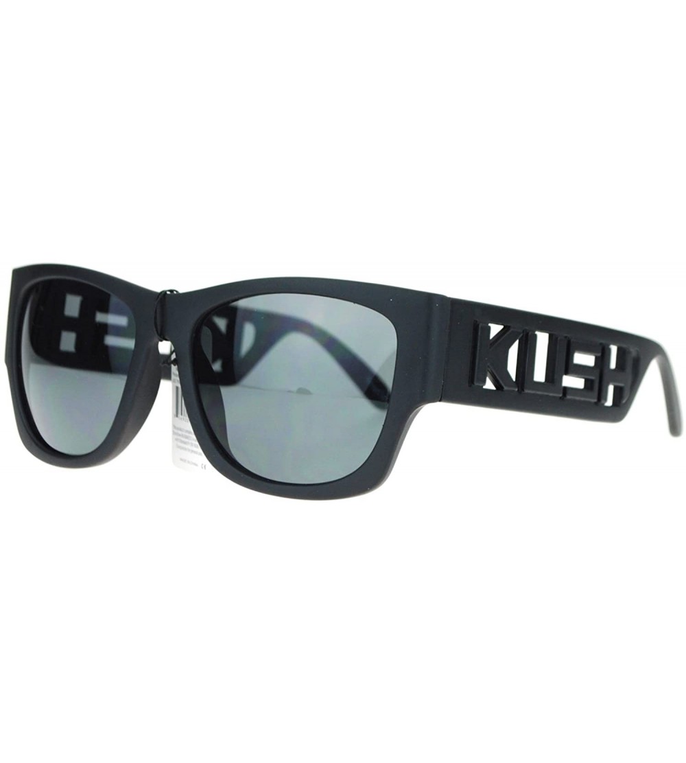 Rectangular Bold Thick Logo Arm Gangster Mens Party Shade Sunglasses - All Black - CP121V6OCGV $18.91