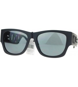 Rectangular Bold Thick Logo Arm Gangster Mens Party Shade Sunglasses - All Black - CP121V6OCGV $18.91