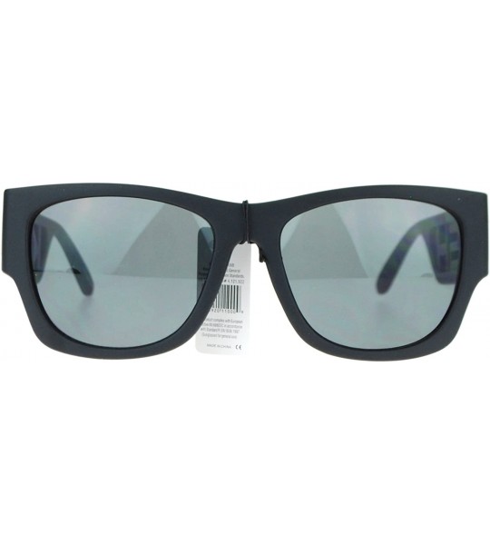 Rectangular Bold Thick Logo Arm Gangster Mens Party Shade Sunglasses - All Black - CP121V6OCGV $18.91