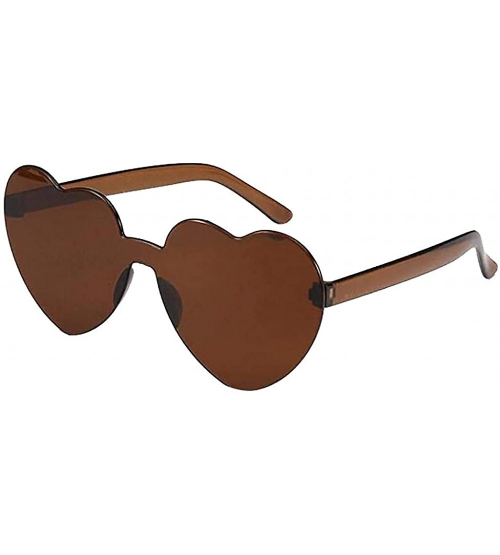 Sport Love Heart Shaped Sunglasses Women PC Frame Resin Lens Sunglasses UV400 Sunglass - Coffee - CC190MZW389 $18.57