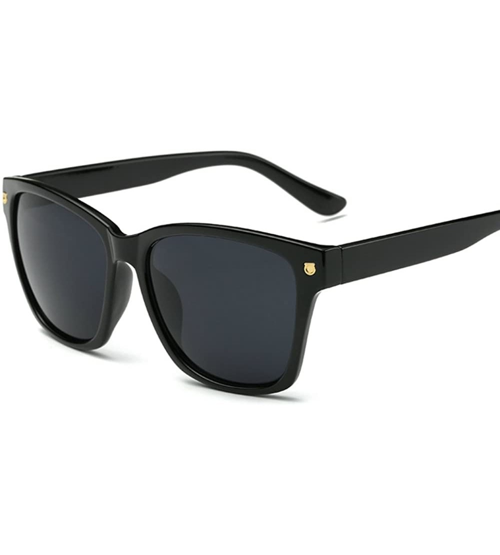 Rectangular Vintage Large Squared Sunglasses for Women Black Plastic Frame Clear Reflective - Black - CN17XWGMRLY $24.19