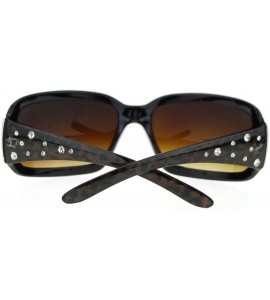 Shield Womens Rectangular Shield Sunglasses Rhinestones Animal Prints - Black Brown - CK11VVMWYST $18.75