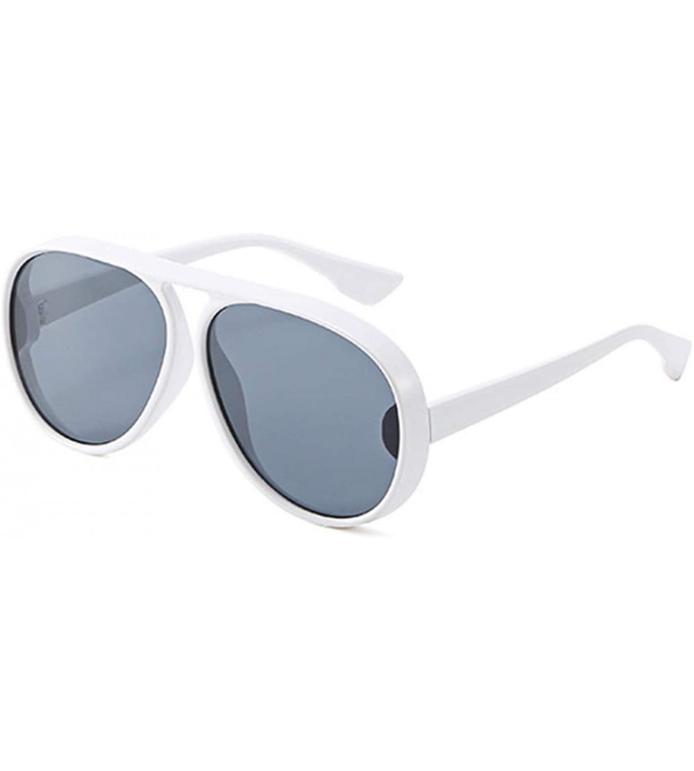 Oval Unisex Oversized Oval Plastic Lenses Fashion Sunglasses UV400 - White Gray - C218NNI8ZAR $16.66