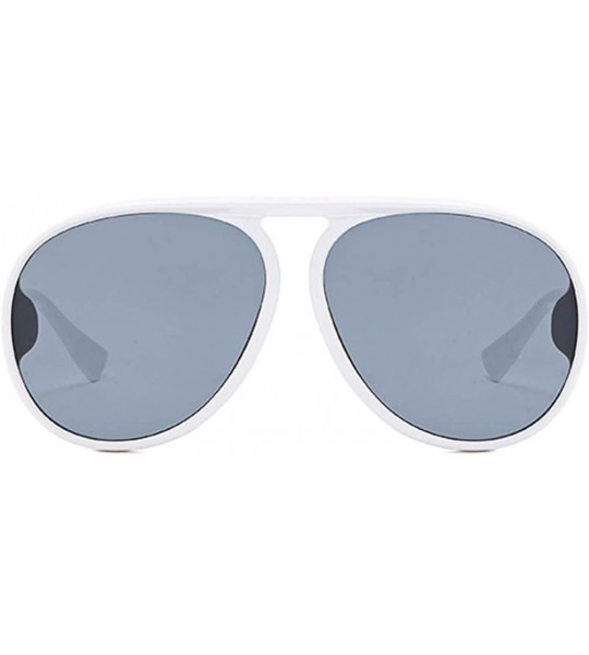 Oval Unisex Oversized Oval Plastic Lenses Fashion Sunglasses UV400 - White Gray - C218NNI8ZAR $16.66