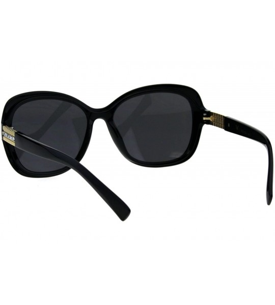 Butterfly Rhinestone Womens Jewel Elegant Plastic Butterfly Fashion Sunglasses - All Black - CB18H3UTK2M $22.66