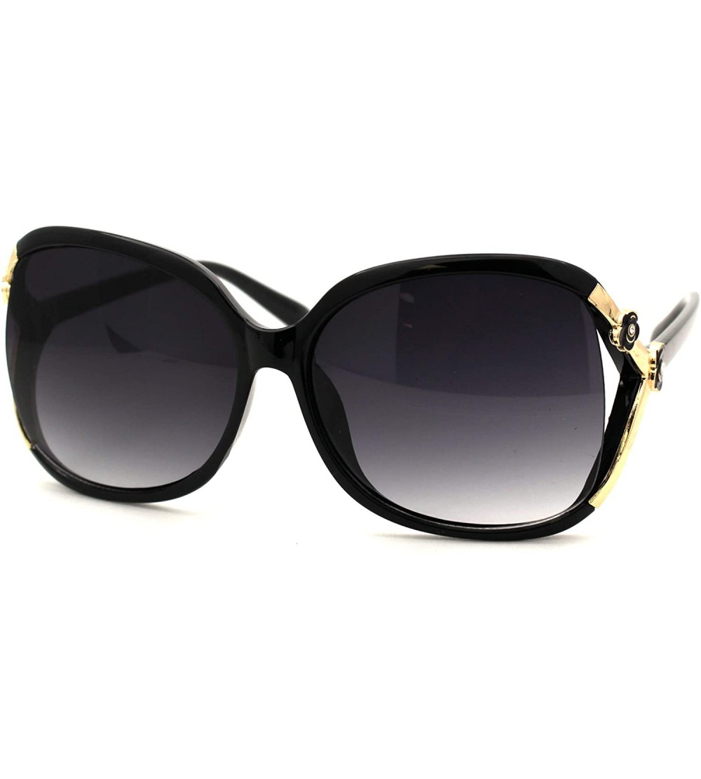 Rectangular Womens 90s Exposed Side Lens Edge Rectangular Butterfly Sunglasses - Black Smoke - CO18UWWZHWE $23.28