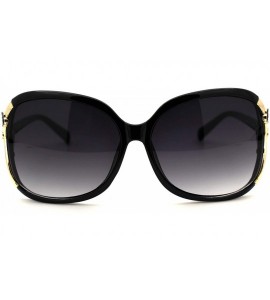 Rectangular Womens 90s Exposed Side Lens Edge Rectangular Butterfly Sunglasses - Black Smoke - CO18UWWZHWE $23.28