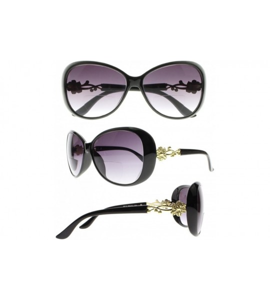 Butterfly Bifocal Multi-Colors Stylish Flower Diamonds Sunglasses Sun Reading Glasses UV400 Tinted Lens Readers - Black - CQ1...