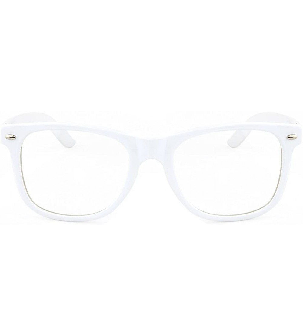 Wayfarer 80s Retro Glasses Clear Lens Non Prescription Eyeglasses for Men Women (white - clear) - C111FFDZY0P $17.58