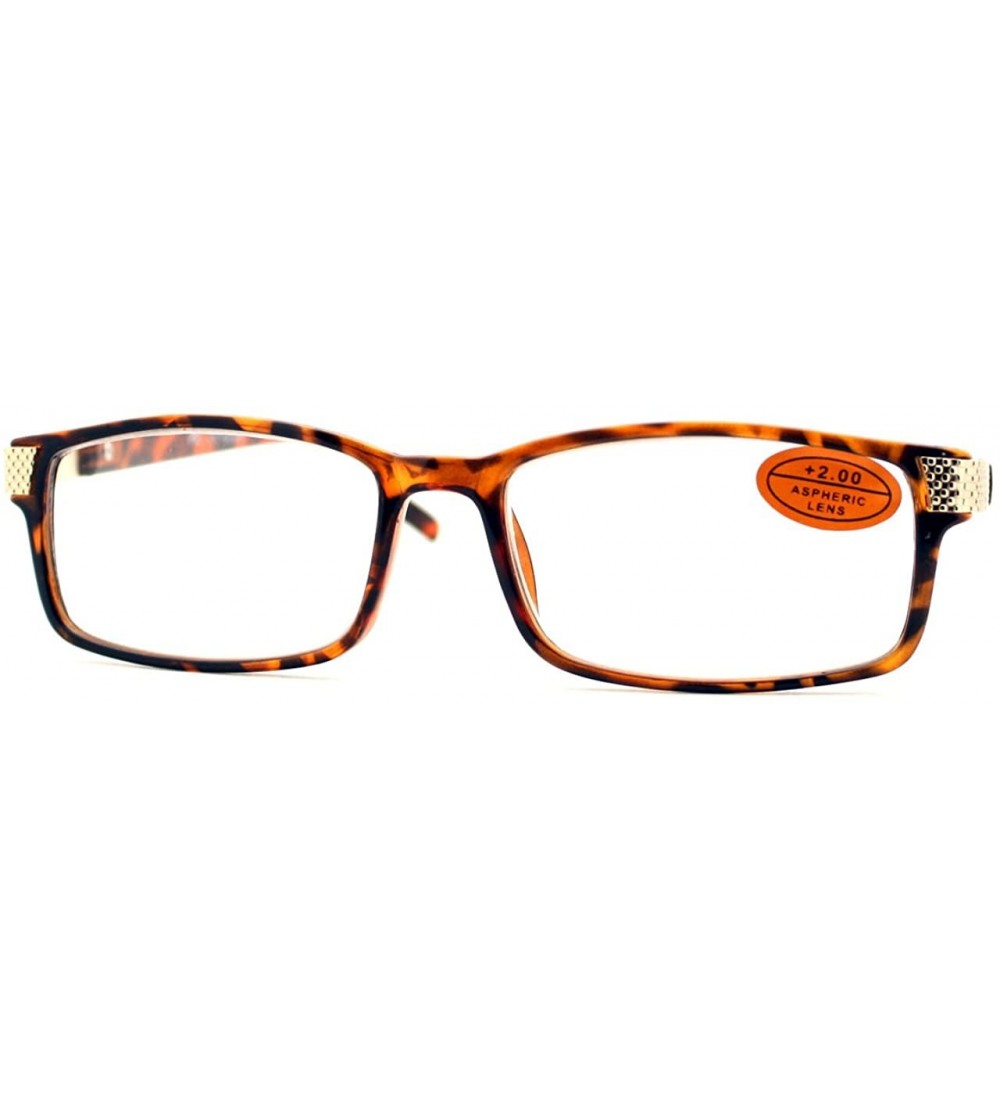 Rectangular Pablo Zanetti Unisex Reading Glasses Rectangular Frame Aspheric Lens - Tortoise - CX12C6GE3JB $19.82