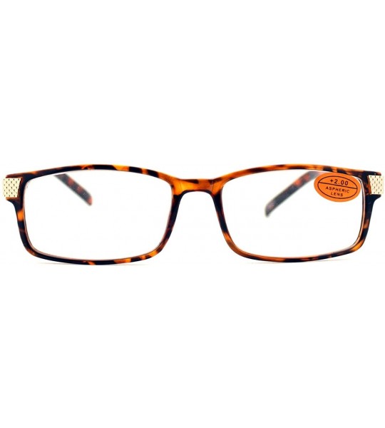 Rectangular Pablo Zanetti Unisex Reading Glasses Rectangular Frame Aspheric Lens - Tortoise - CX12C6GE3JB $19.82