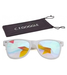 Goggle Rave Festival Kaleidoscope Glasses Rainbow Prism Sunglasses for Women Men - White - C418SS3RDSL $20.75