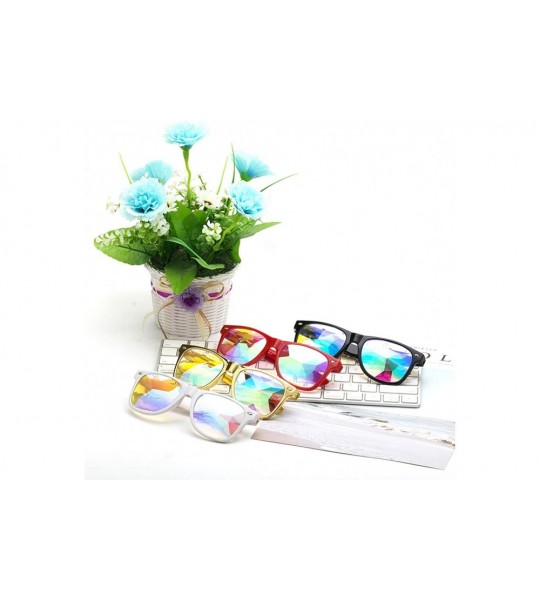 Goggle Rave Festival Kaleidoscope Glasses Rainbow Prism Sunglasses for Women Men - White - C418SS3RDSL $20.75