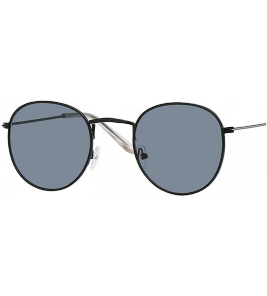 Rimless New Brand Designer Vintage Oval Sunglasses Women Retro Clear Lens Eyewear Round Sun Glasses - Black Gray - CF198ZXI0Z...