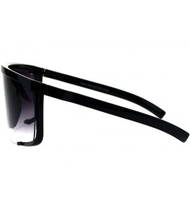 Oversized Oversize Flat Top Shield Exposed Gradient Lens Plastic Sunglasses - Black Smoke - C418G8N2272 $24.53