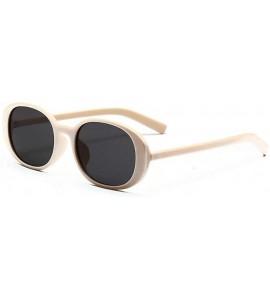 Oval Mincl2019 oval sunglasses unisex beige retro trend brand designer sunglasses - Beige - CF18AGC350T $23.16