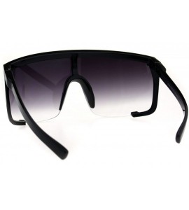 Oversized Oversize Flat Top Shield Exposed Gradient Lens Plastic Sunglasses - Black Smoke - C418G8N2272 $24.53