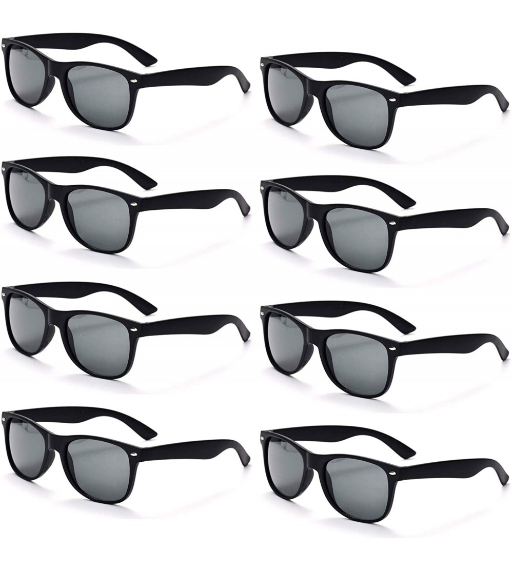 Square 8 Packs Wholesale Neon Colors 80's Retro Sunglasses Bulk for Adult Party Supplies - 8 Pack Black - CG194Q5NYZU $22.61