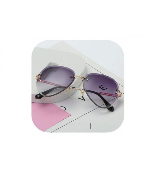 Rimless RimlSunglasses Women Er Sun Glasses Gradient Shades Cutting Lens Ladies FramelMetal Eyeglasses UV400 - Gray - C8198AH...