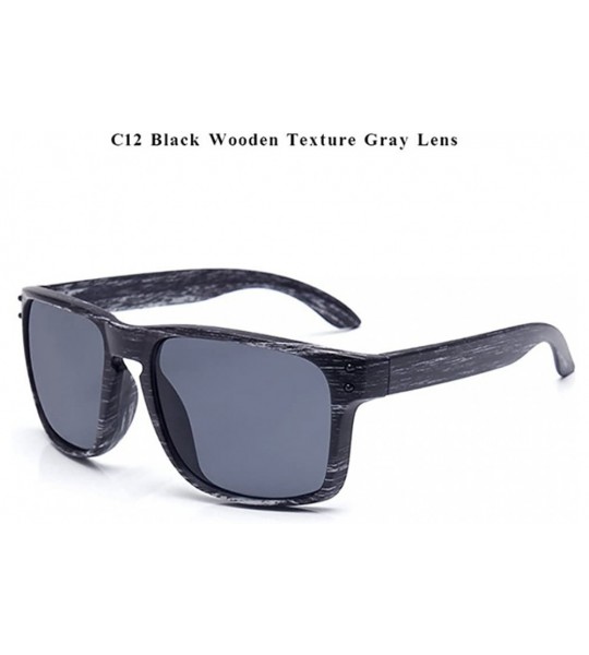 Rectangular Genuine Wood look reflective UV400 sunglasses 2019 fashion for men and women - C12 - C118ETDWRE0 $18.48