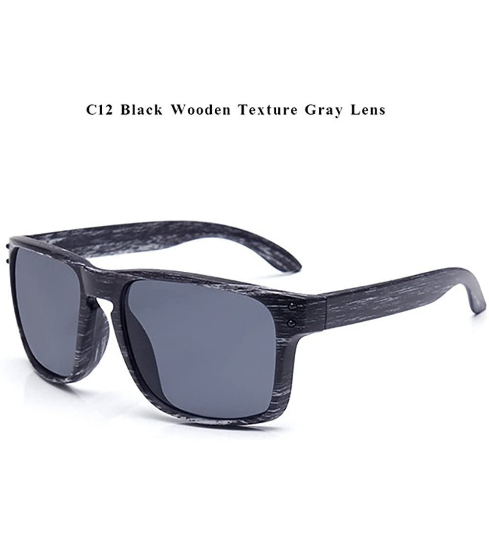 Rectangular Genuine Wood look reflective UV400 sunglasses 2019 fashion for men and women - C12 - C118ETDWRE0 $18.48