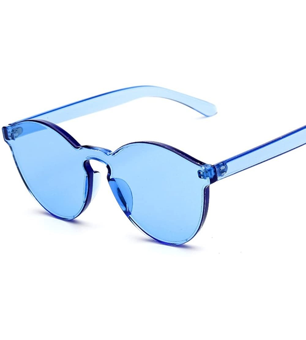 Rimless New Fashion Transparent Tinted Rimless Cat Eye Sunglasses For women - Blue - C8183W7SZNX $19.39
