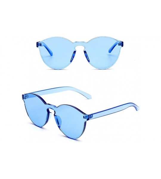 Rimless New Fashion Transparent Tinted Rimless Cat Eye Sunglasses For women - Blue - C8183W7SZNX $19.39