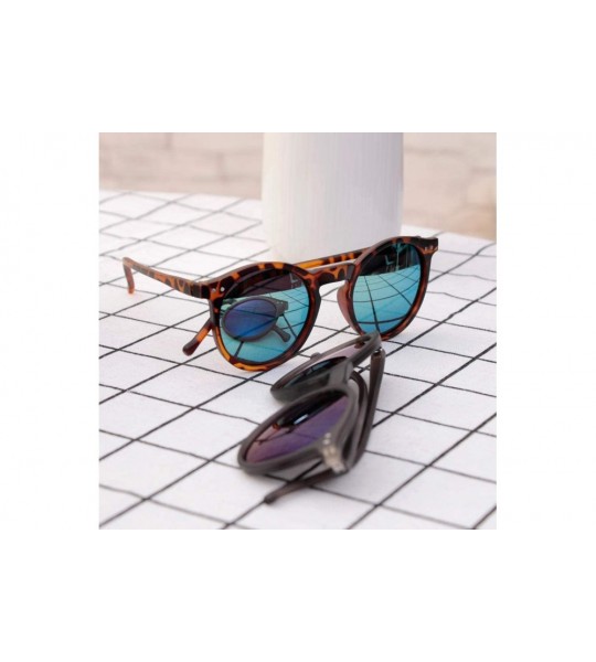 Goggle Sun Glasses Unisex Vintage Retro Women Men Glasses Mercury Mirror Lens Sunglasses-Gold Leopard - CB199HY0TE6 $44.13