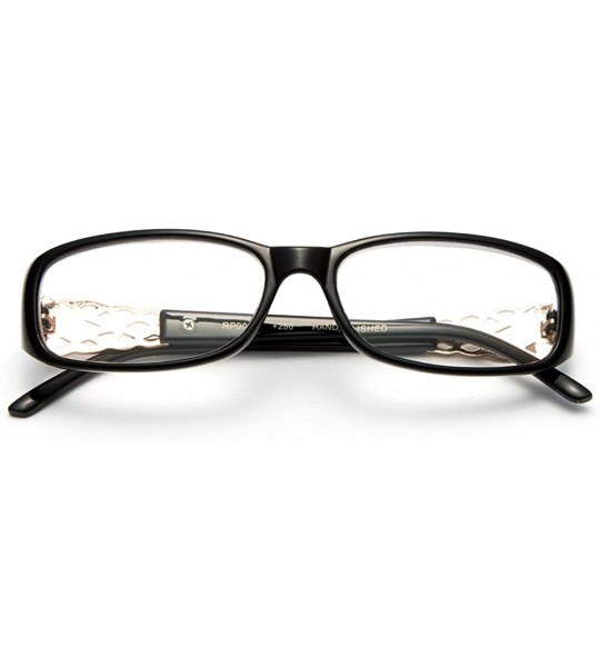 Square Newbee Fashion-"Shine" Gem Design Light Weight Fashion Reading Glasses - Black - CT1274NMFFZ $18.06