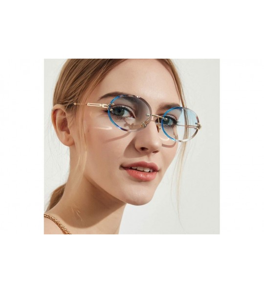 Rimless Square Ultra-Small Frame sunglasses for Women Men Rectangle Retro see through lens rimless sunglasses - 14 - CP190DYI...