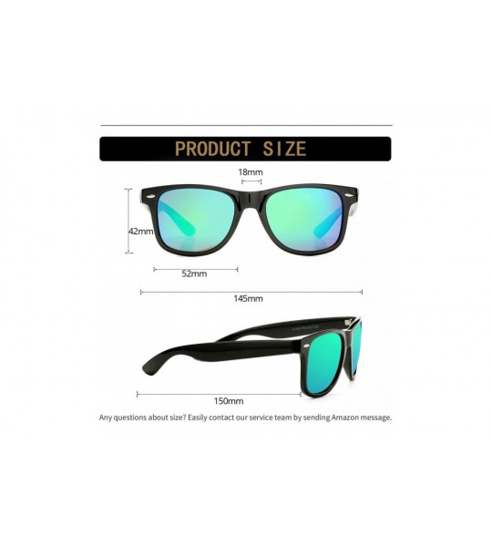 Sport Retro Polarized Sunglasses for Men Women Brand Designer Square UV400 Lens Sun Glasses - Bright Black/Green Mirror - CF1...