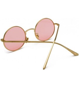 Round Women Sunglasses Round Metal Frame Vintage Retro Glasses Sun for Men Unisex Gift - Gold With Pink - CH18GR830S3 $26.24