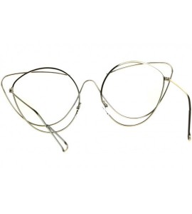 Oversized Womens Clear Lens Runway Thin Wire Rim Cateye Eyeglasses - Gold - C218CSD4DY0 $23.08