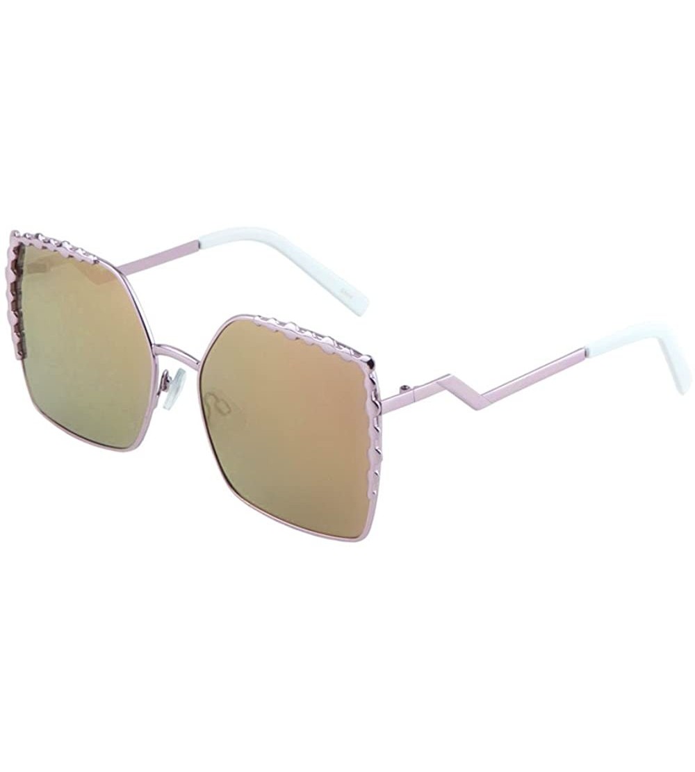 Square Oversized Butterfly Sunglasses Gold Rim Metal Bridge Unisex Fashion Eyewear - Purple/Rose-gold - CG1836H4QWI $20.91