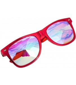 Sport Kaleidoscope Glasses - Rainbow Rave Prism Diffraction Crystal Lens Sunglasses Goggles - Red+white - C018H4YSZ8N $37.00