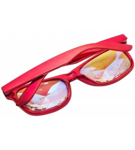 Sport Kaleidoscope Glasses - Rainbow Rave Prism Diffraction Crystal Lens Sunglasses Goggles - Red+white - C018H4YSZ8N $37.00