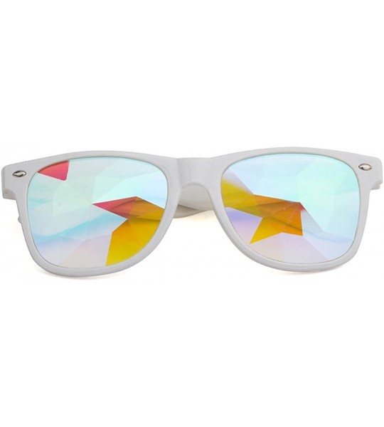 Sport Kaleidoscope Glasses - Rainbow Rave Prism Diffraction Crystal Lens Sunglasses Goggles - Red+white - C018H4YSZ8N $37.00