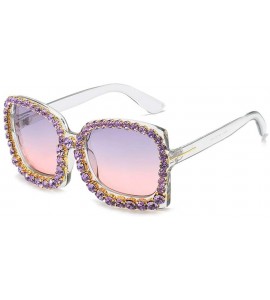 Square Sunglasses - Luxury Rhinestone Square Sunglasses Ladies Fashion Outdoor Oversized Shadow UV400 Sunglasses - CW19025YIM...