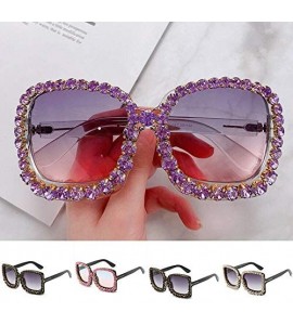 Square Sunglasses - Luxury Rhinestone Square Sunglasses Ladies Fashion Outdoor Oversized Shadow UV400 Sunglasses - CW19025YIM...