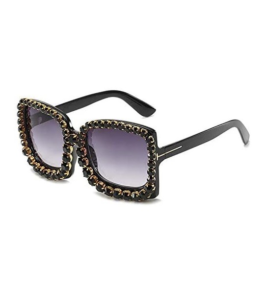 Square Sunglasses - Luxury Rhinestone Square Sunglasses Ladies Fashion Outdoor Oversized Shadow UV400 Sunglasses - CW19025YIM...